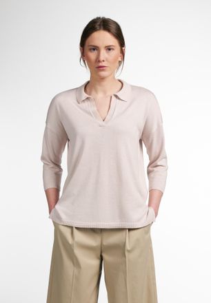 Eterna Langarm-Poloshirt ETERNA, Damen, Gr. XXL, beige, 70% Modal, 20% Polyamid, 10% Kaschmir, normal, Shirts Langarm-Poloshirt