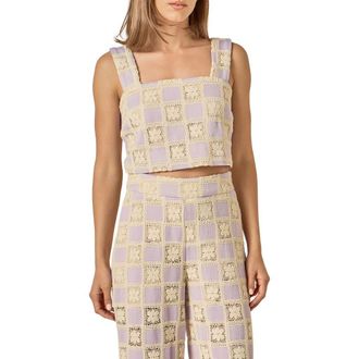 English Factory Crochet Inset Crop Top in Lilac at Nordstrom, Size X-Small