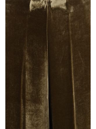 P.A.R.O.S.H. Womens Wide-Leg Velvet Pants Taupe Viscose Trousers