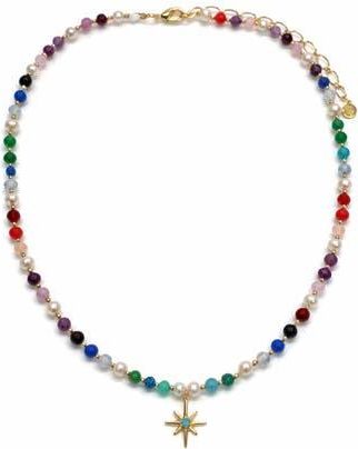 Panacea Freshwater Pearl & Multicolor Beaded Starburst Pendant Necklace in Turquoise Multi at Nordstrom Rack