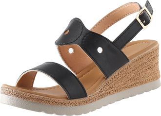 Generic Cocila Comfy Sandals For Women Uk Summer Buckle Strap Solid Hollow Out Casual Open Toe Comfortable Beach Shoes Black, 5 Black Strappy Heels Cork Wedge