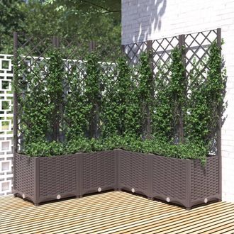 vidaXL Jardinera Con Enrejado Pp Marr&oacute;n 120x120x136 Cm Vidaxl