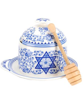 Spode Judaica Honey Pot With Drizzler