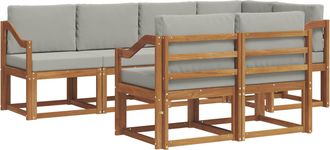 vidaXL Conjunto De Sof&aacute;s De Exterior 7 Uds. Gris Natural Y Claro Vidaxl