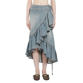 Alaia Denim Ruffle Skirt