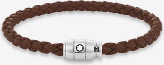 Montblanc Leder-Flechtarmband Three Rings Fauve Brown - L