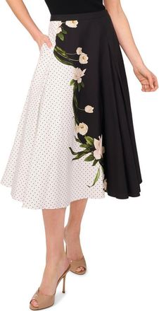 Ted Baker Mixed Print Cotton Circle Skirt in Ultra White at Nordstrom, Size 4