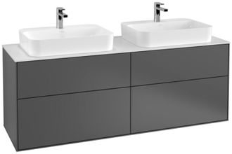 Villeroy & Boch Finion, Muebles De Ba&ntilde;o, 1600 X 603 X 501 Mm, Angular, Modelo Suspendido, En Madera, Para 2 Lavabos, Lacado Antracita Mate