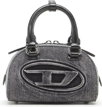 Diesel 1DR Dome-Small bowling bag in washed denim - Crossbody Bags - Woman - Grey