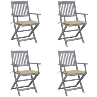 vidaXL vidaXL Sedie da Giardino Pieghevoli 4pz con Cuscini in Massello Acacia