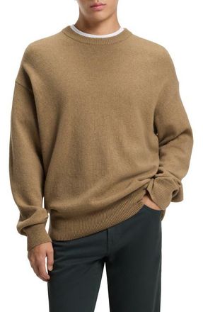 BOSS Hercole Crewneck Virgin Wool Sweater in Dark Beige at Nordstrom, Size Xx-Large