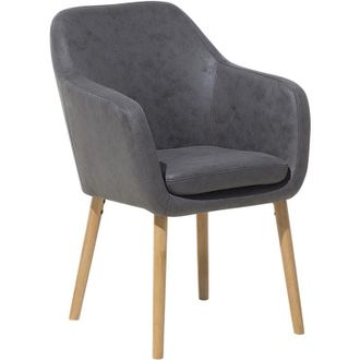 Beliani Beliani - Accent Dining Chair Upholstered Faux Leather Grey Yorkville