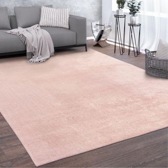 Paco Home Paco Home Alfombra Sal&oacute;n Pelo Corto Lavable Monocolor Moderna Suave Rosa 300x400 Cm