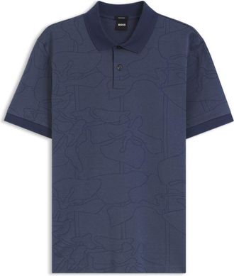 BOSS Jacquard-pattern polo shirt in cotton