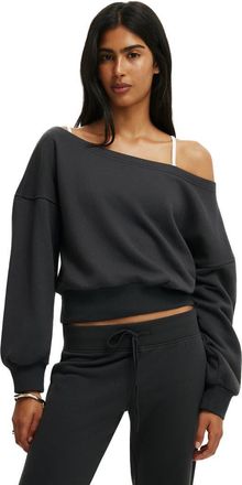 Cotton On Womens Relaxed Off Shoulder Sweatshirt in Shadowstone at Nordstrom, Size Xxx-Small