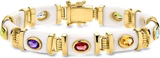 Ross-Simons White Agate and Multi-Gemstone Bracelet in 18kt Gold Over Sterling