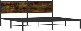 vidaXL Metal Bed Frame without Mattress Smoked Oak 193x203 cm Vidaxl