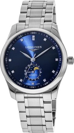 Longines Master Collection Moonphase Automatic Blue Diamond Dial Stainless Steel Mens Watch L2.909.4.97.6