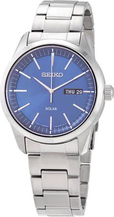 Seiko Solar Blue Dial Stainless Steel Mens Watch SNE525P1
