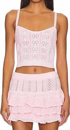 LoveShackFancy Fane Top In Ballerina Pink