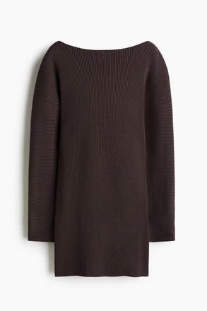 H&M Rib-knit Dress in Dark Brown at Nordstrom, Size Xx-Large