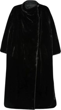 Emporio Armani Abrigo de Pelo Sint&eacute;tico con Cuello Alto y Cintur&oacute;n - Jackets - Mujer - Negro - 2XS