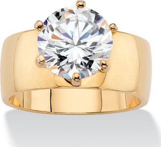 Palm Beach Jewelry 4.0 Cttw. 14k Gold-Plated Cubic Zirconia Solitaire Ring