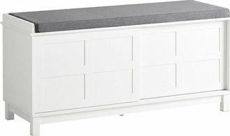 SoBuy Scarpiera con Ante Scorrevoli Scarpiera Panca Portascarpe Panca ingresso Portascarpe con Cuscino 114x40x53 FSR86-W - Sobuy