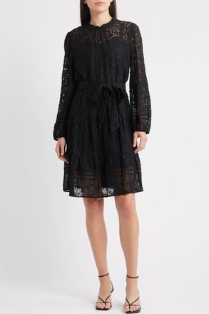 Julia Jordan Long Sleeve Tiered Lace Dress in Black at Nordstrom, Size X-Small
