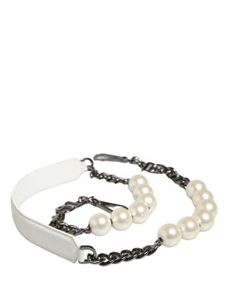 Dolce & Gabbana White Leather Silver Chain Bag Accessory Shoulder Womens Strap