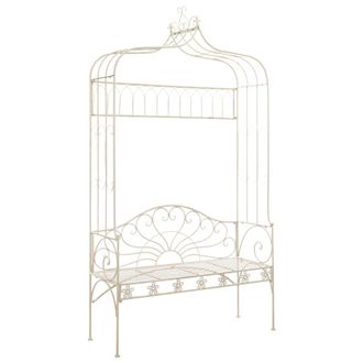 vidaXL Vidaxl - Banco De Jard&iacute;n Metal Blanco Envejecido 122 Cm