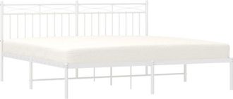 vidaXL Metal Bed Frame without Mattress with Headboard White 183x213cm Vidaxl