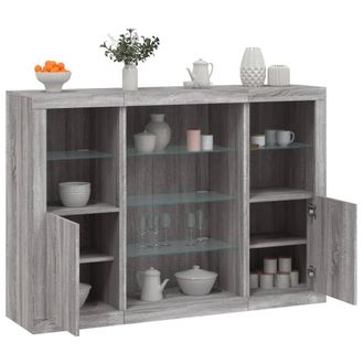 Berkfield Home Sideboards with LED Lights 3 pcs Grey Sonoma Engineered Wood