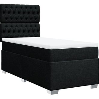 vidaXL Cama Box Spring Con Colch&oacute;n Tela Negro 100x200 Cm Vidaxl