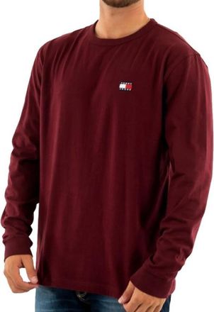 Tommy Hilfiger Mens Regular Badge Long Sleeve T-Shirt Bordeaux, bordeaux, XS