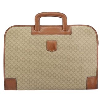 Celine Vintage Macadam Canvas Beige Canvas Handbag (Pre-Owned)