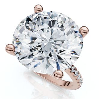 Pompeii3 Certified 10 1/3Ct Round Diamond Engagement Ring With Accents 14k Gold Lab Grown