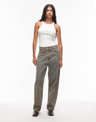 Carhartt Work in Progress Brandon - Jeans dritti ampi lavaggio pesante stone wash in coordinato-Grigio