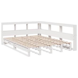 Berkfield Home Decorative Bookcase Bed without Mattress White 140x190cm Solid Wo | Size: 140x190 cm