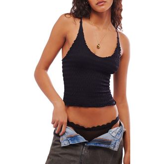 Free People Pucker Up Seamless Camisole in Black at Nordstrom Rack, Size Large