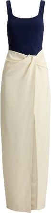 Ralph Lauren Maxi-jurk met gedraaid detail in twee kleuren - Dames - Avondkleed - Veelkleurig - XS - Polyester - Kleedjes