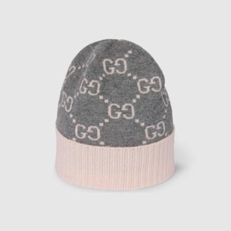 Gucci GG Cashmere Jacquard Hat, Size Medium