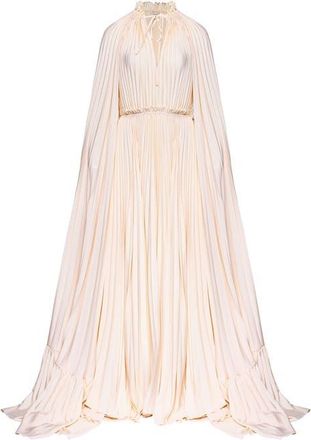 VASILIKI Zaria Plisse Cape Gown Peach Dust at Nordstrom, Size Small
