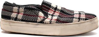 Celine Red and Black Check Slip On Trainers Size 40