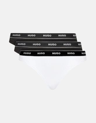 HUGO BOSS Womens HUGO WOMENS 3 PACK BRIEFS BLACK WHITE - Size: XS