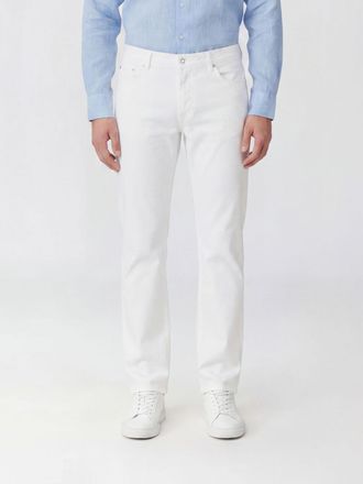 120% Lino Pantaloni slim fit in misto lino a cinque tasche