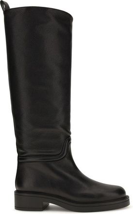 Stuart Weitzman Black Calf Leather Bos Taurus Flat Womens Boots