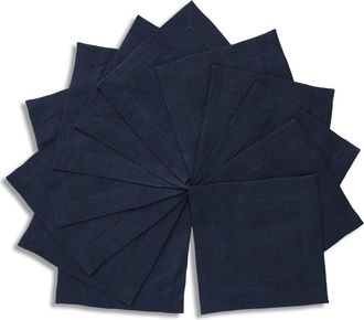Solino Home Linen Cocktail Napkins Set of 12, 6 x 6 Inch for Dining Table, Holiday and Everyday Table Decor - Sonoma in Indigo Navy at Nordstrom