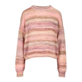 Amish Boho Trui met Ronde Hals - Dames - Ronde hals truien - Roze - M - Wol - Truien & Vesten