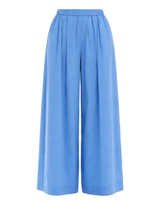 Meimeij Wide Leg Cotton Blue Womens Pants
